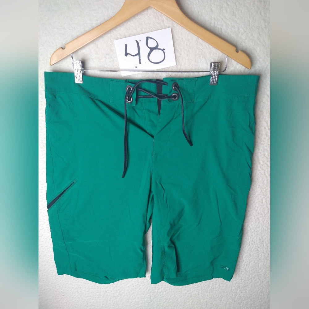 QOR Kit Stretch Board Short Men's 36 Green Paddle Swim Gym Workout Training